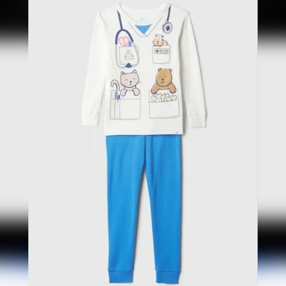 NWT Kids's Gap baby organic cotton 2 pc veterinarian pj set sz 2 yr